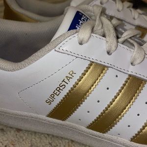 Gold Adidas Superstar Sneakers